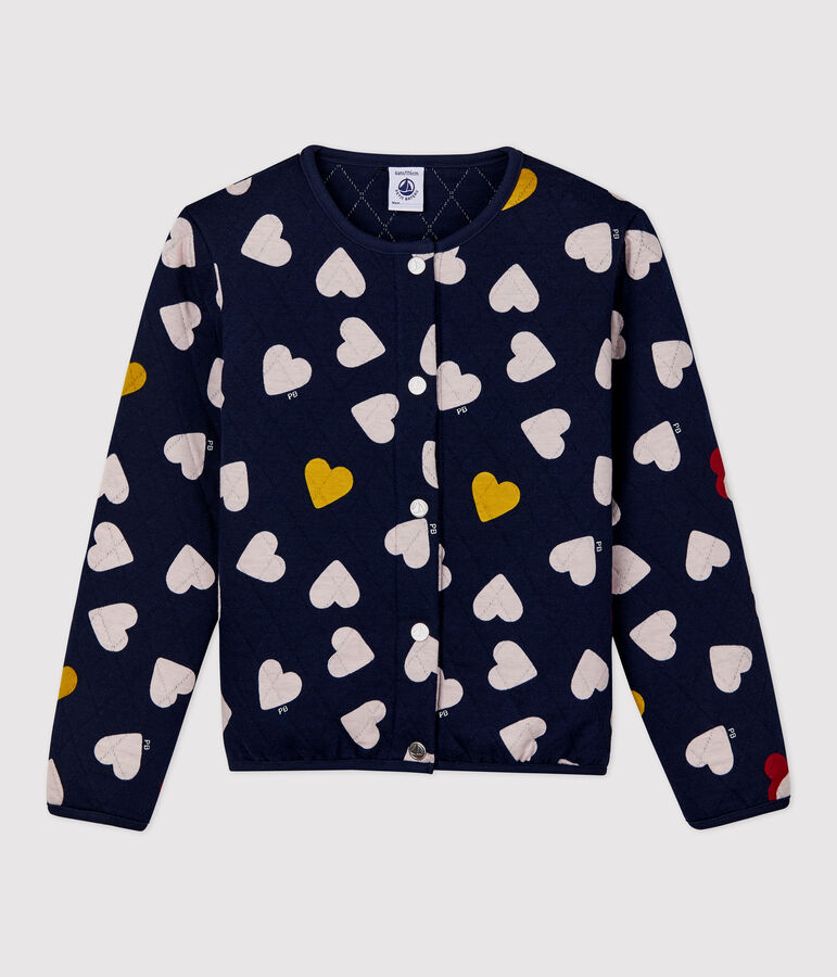 Cardigan en tubique matelass&eacute; enfant fille bleu SMOKING/blanc MULTICO